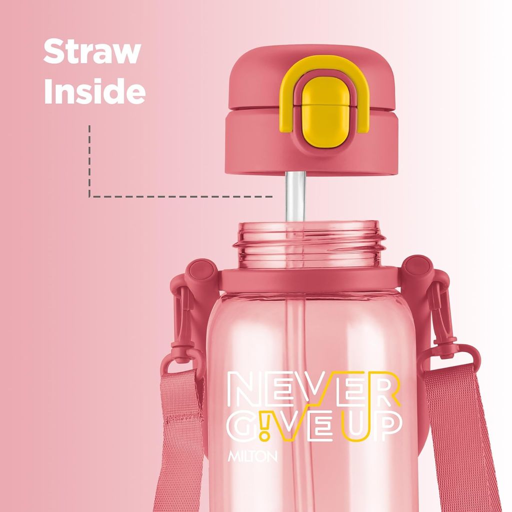 MILTON Regan 1000 2-in-1 Lid Sip or Gulp Water Bottle 1 ltr | Sturdy Handle And Strap | BPA Free| Food-Grade | One-Touch Open | Leak-Proof | Ideal for Office, School, College, Gym view 2