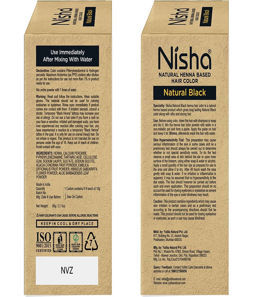 Nisha Henna Based Hair Color Natural Black 60g Pack of 2, Henna Powder Hair Color Dye Black Hair Colour view 2