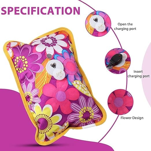 Divshana Heating Bag | Electric Hot Water Bag for Pain Relief | Heating Pad for Back Pain, Period Cramps & Muscle Aches | Reusable Hot Pack Pouch (Multicolour, Red) view 2