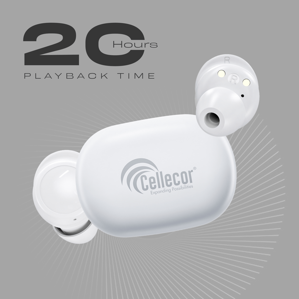 Cellecor BroPods CB04 Waterproof Earbuds With 20 Hours Playtime, Automatic Pairing, ENC Bluetooth- White view 2