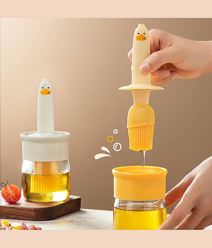 KRAMOX Oil Dispenser Bottle With Silicone Brush 200ML - Leakproof Transparent Jar for Cooking, Baking, BBQ | Versatile Container With Brush (Multi Color) view 2