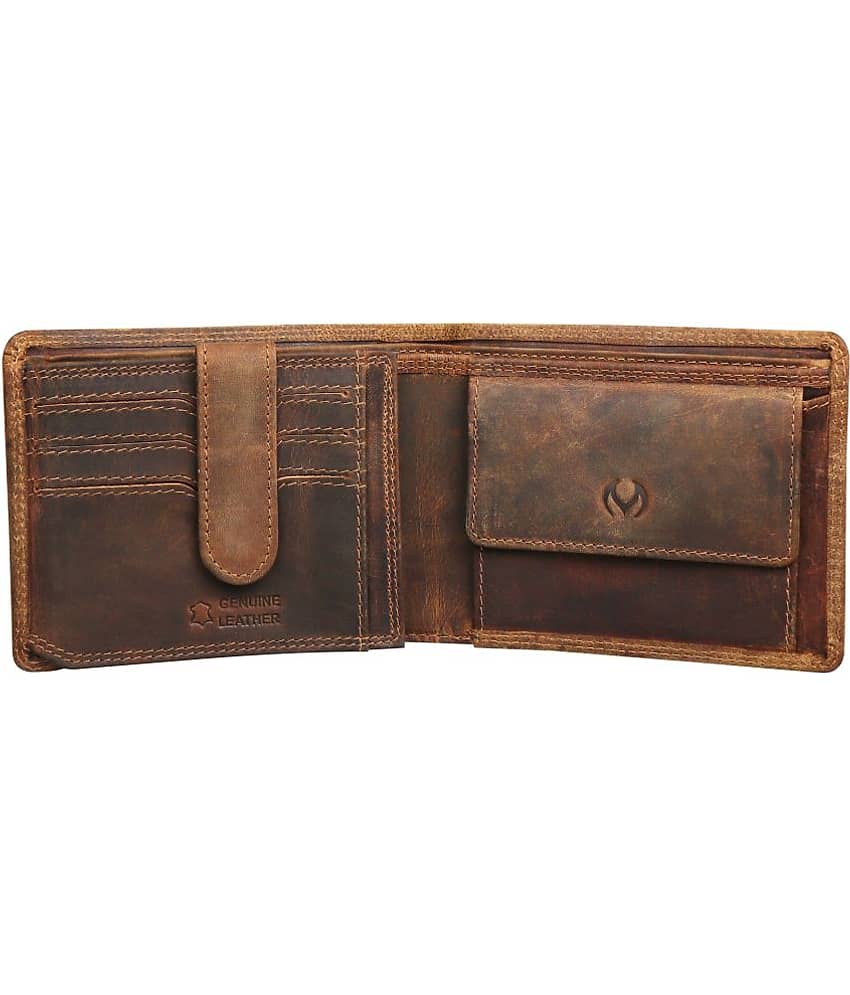 MODEWELT Brown Leather Men's Two Fold Wallet ( Pack of 1 ) view 2