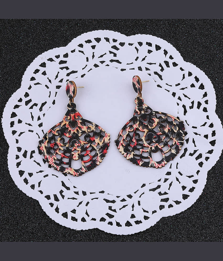 SILVER SHINE Ethnic Party Wear Dangler Wooden Earrings For Girls and Women view 2