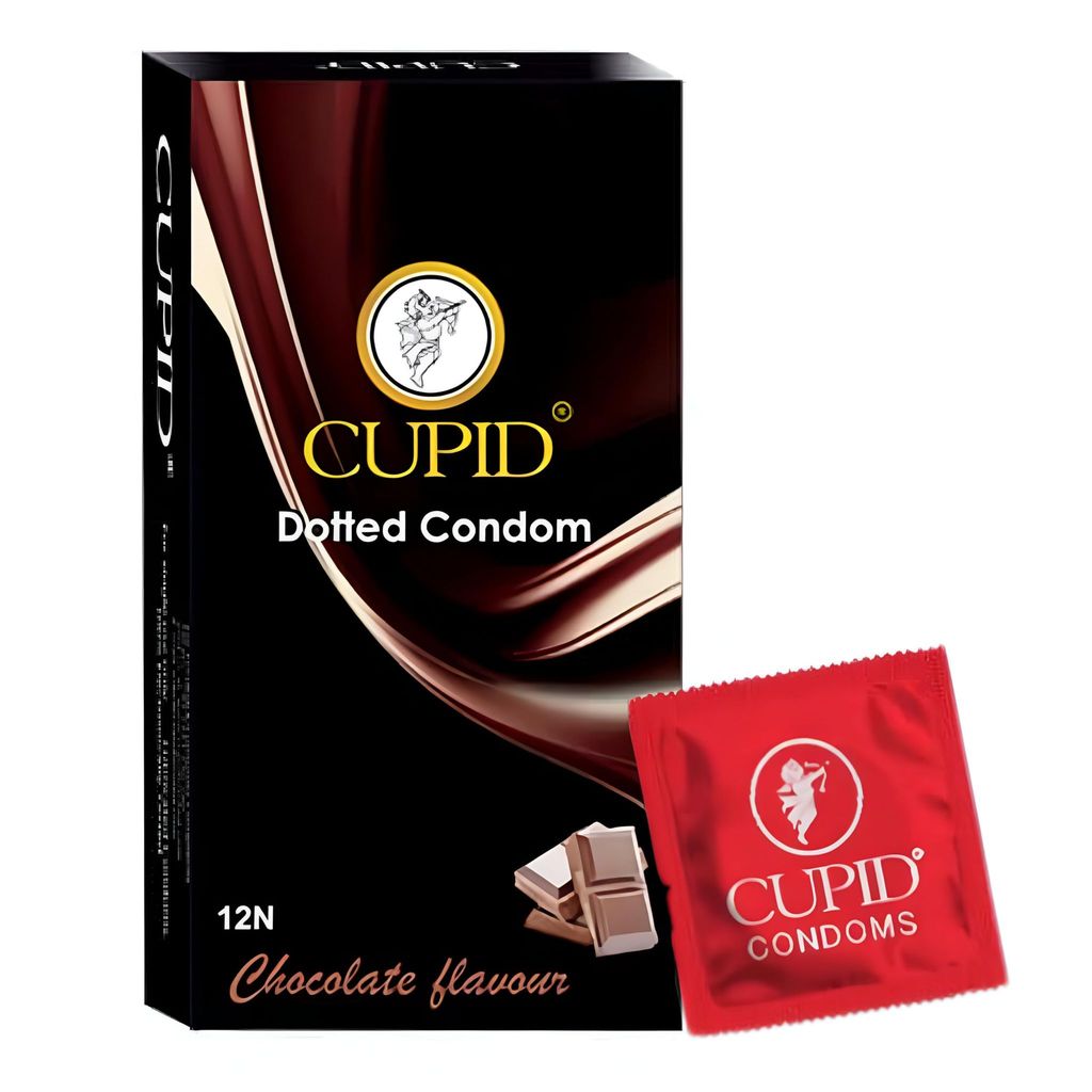 Cupid Dotted & Flavoured Condoms Chocolate Flavour (Pack of 3) | Lubricated & Multitextured Condoms | For Her Enhanced Pleasure | Pack of 3, 20 Pcs Each view 2