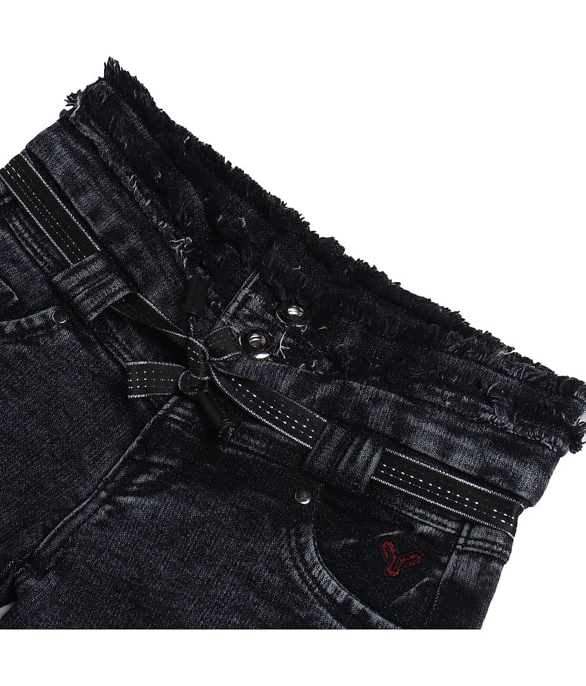 Arshia Fashions Pack of 1 Girls Denim Hot Pants ( Black ) view 2
