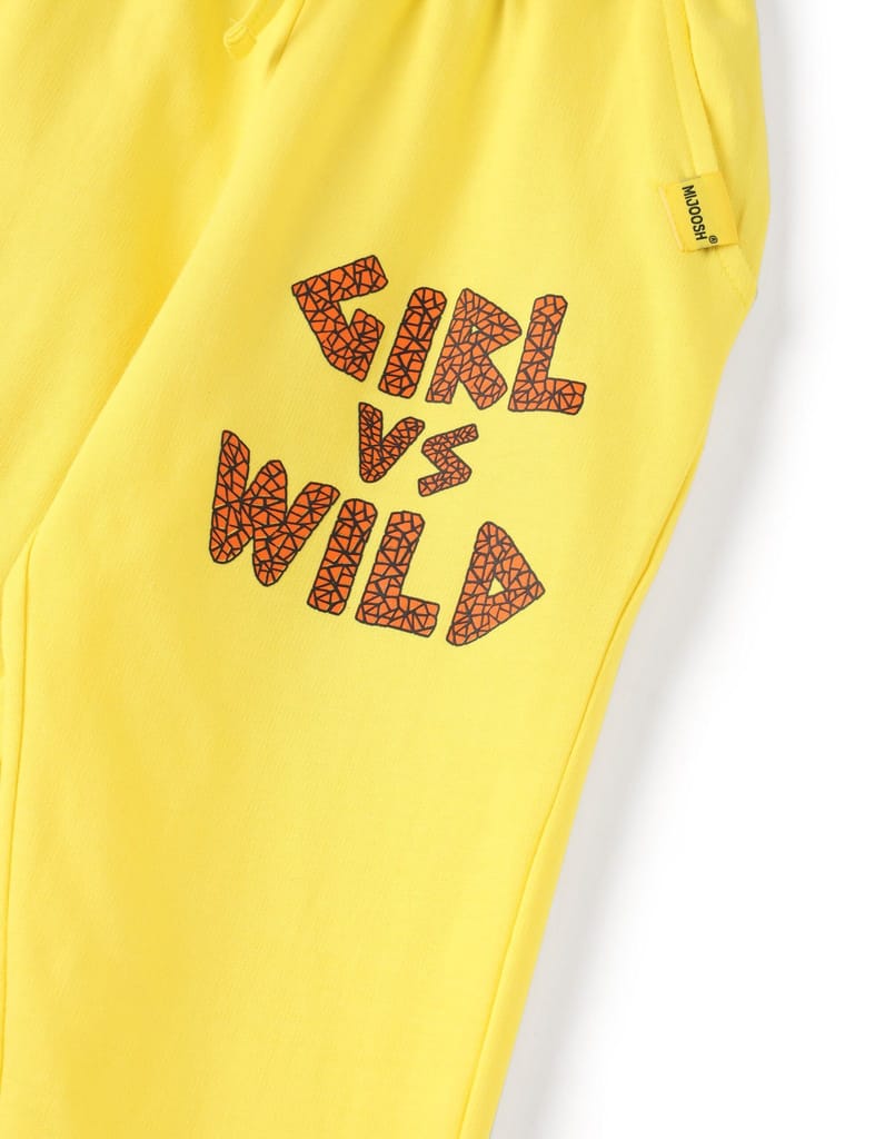 Girls Capri Pants Cotton French Terry Blazing Yellow Girl vs Wild view 2