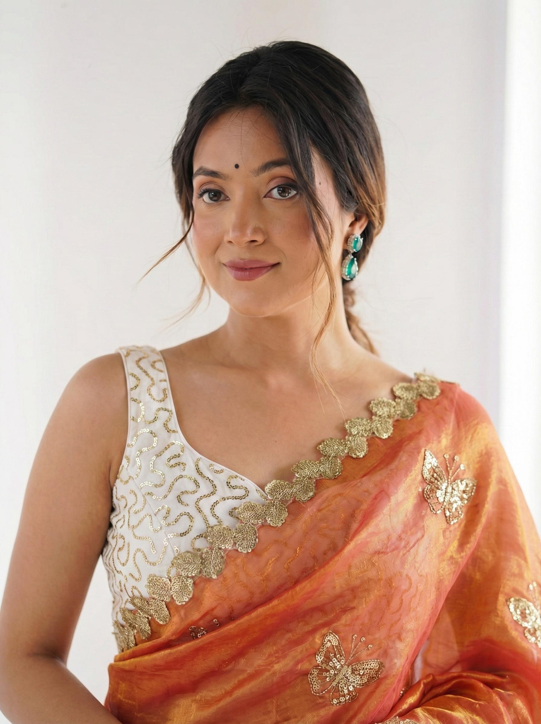 Fendy Satin Silk Saree With Sequence Work view 2