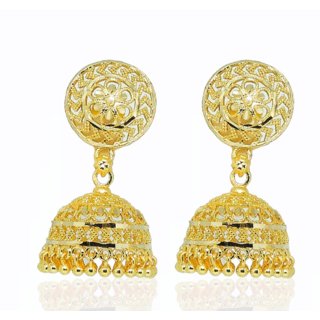 Traditional 1gm gold and micron plated jhumkis view 2