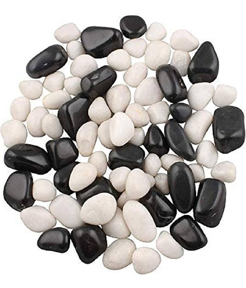 VANNEF Stone Natural River Pebbles for Indoor Outdoor Garden (Black&White, 500gm) view 2