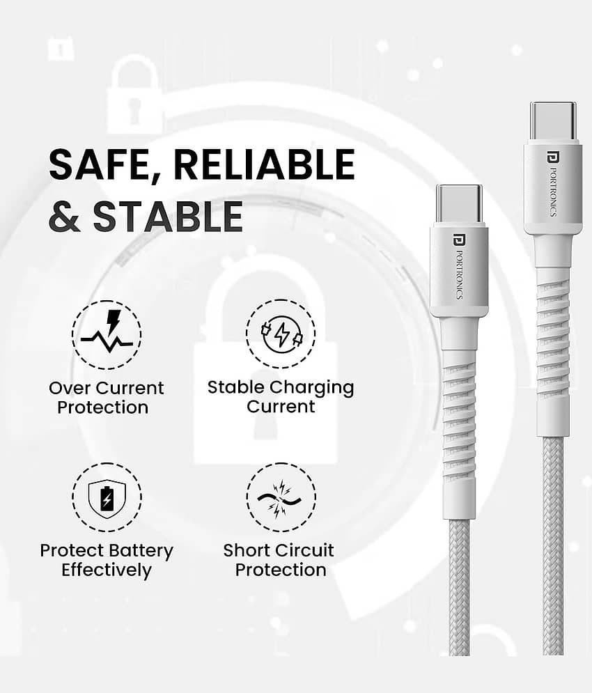 Portronics White 3A Type C Cable 2 Meter view 2