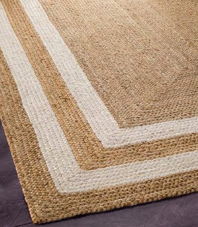 Natural Jute Rug with White Border view 2