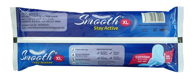 Smooth Stay Active XL Cottony Sanitary Extra Large Dry Net Pads with Wings - 6 Units view 2