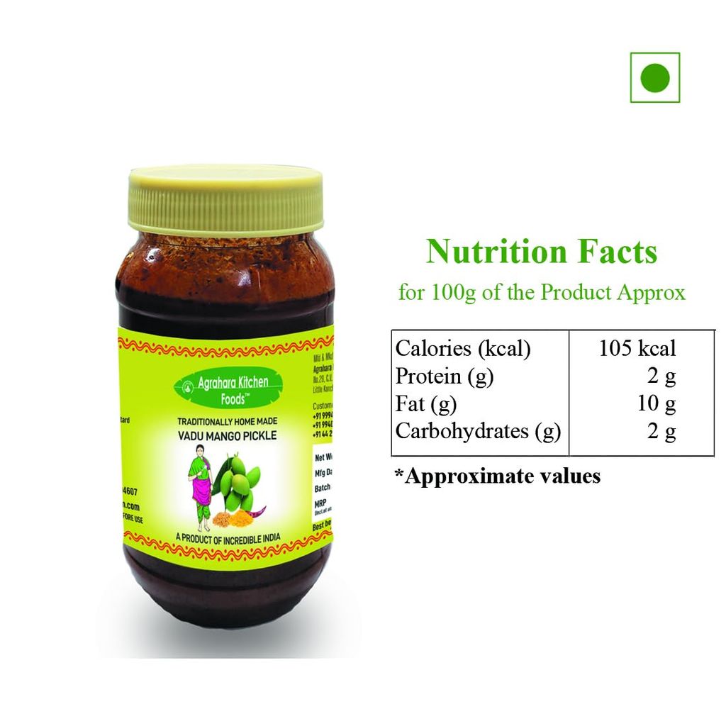 Agrahara Kitchen Foods Tender Mango Pickle Vadu Manga Palakkad Special, No Preservatives, Aam Ka Achaar - 300gm view 2