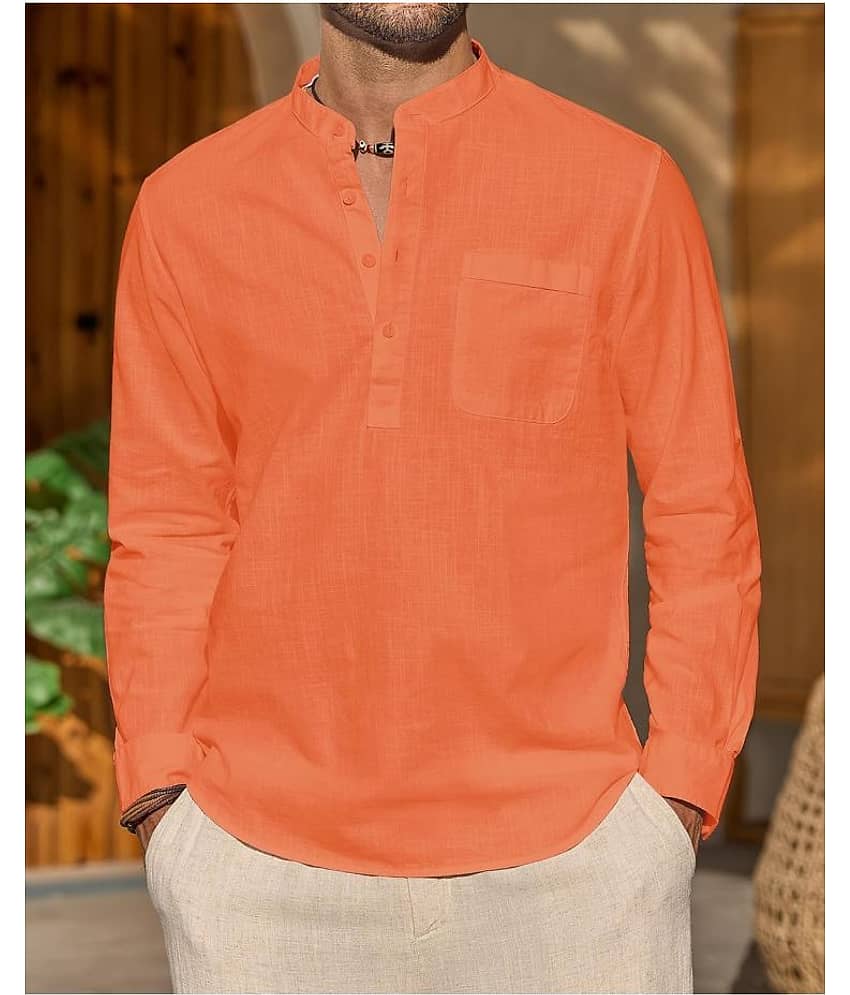 TrendiVastra Cream Cotton Blend Men's Shirt Style Kurta ( Pack of 1 ) view 2