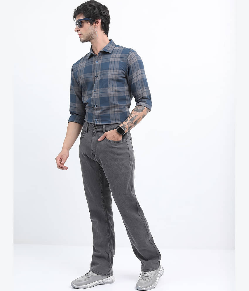 Highlander Cotton Blend Slim Fit Checks Full Sleeves Men's Casual Shirt - Blue ( Pack of 1 ) view 2