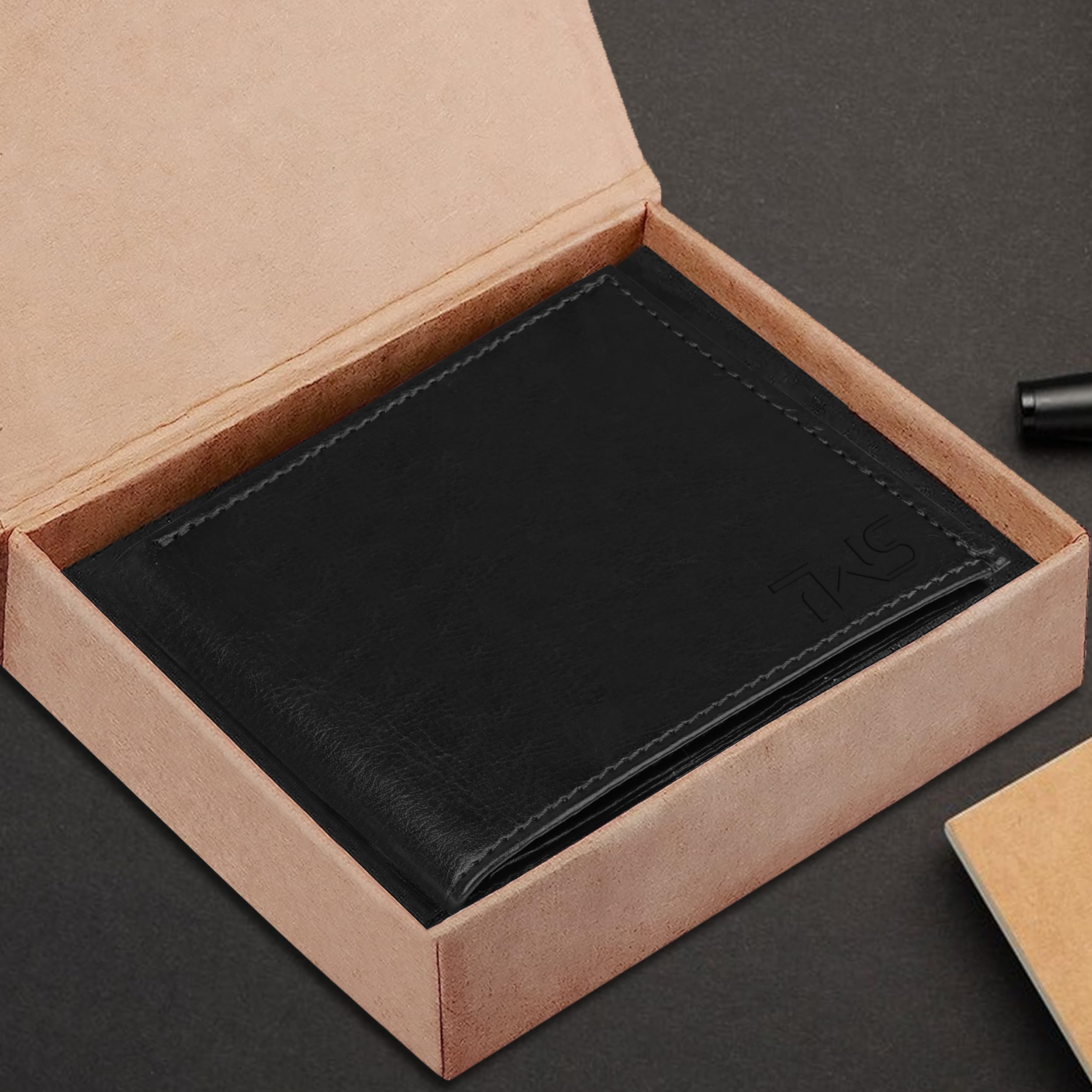 The Wallet Store Solid Leather Wallet For Men - Black view 2
