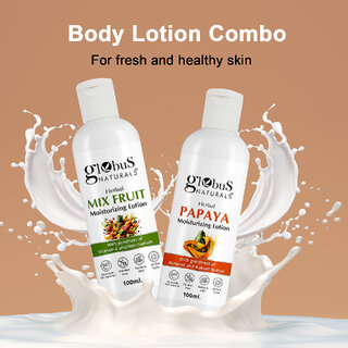 Globus Naturals Body Lotion Combo Set of 2 Mix Fruit Papaya Body Lotion For NonGreasy Lightweight Body Moisturizer for Women Men All Skin Types view 2