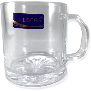 DELISOGA Transparent Tea Cup Coffee Cup Set Made of Crystal Clear Glass 180 ml Pack of 6 view 2