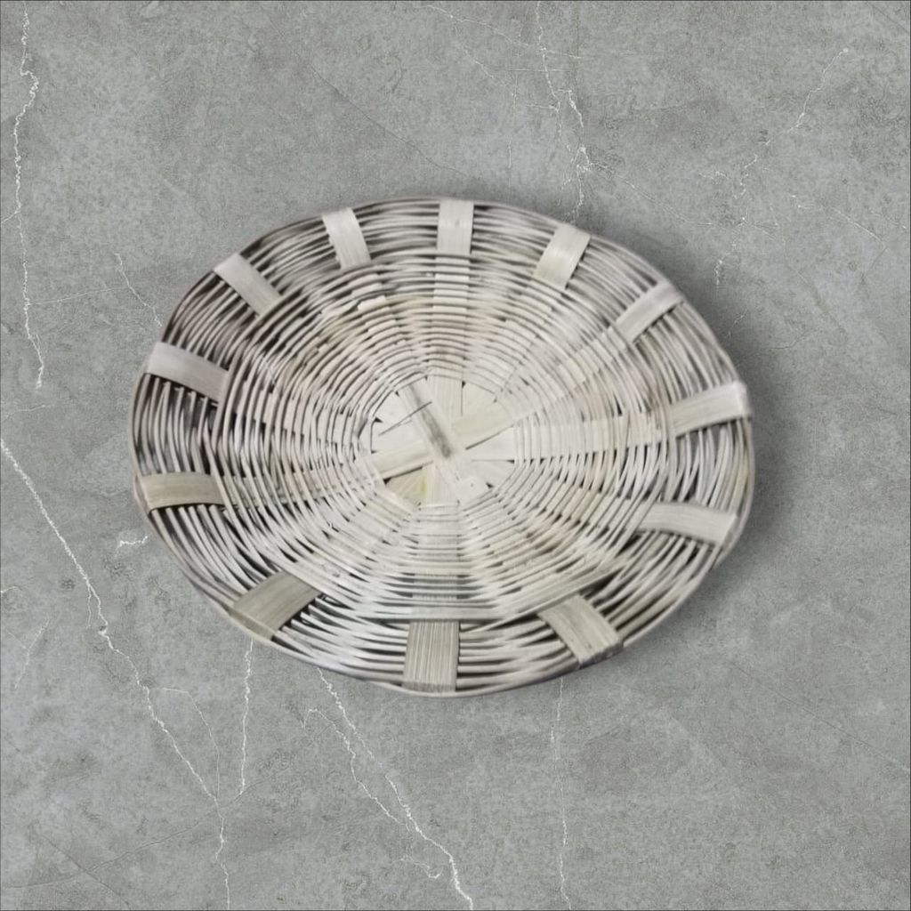 Eco-Friendly Handwoven Round Bamboo Basket Coaster | Natural Table Decor