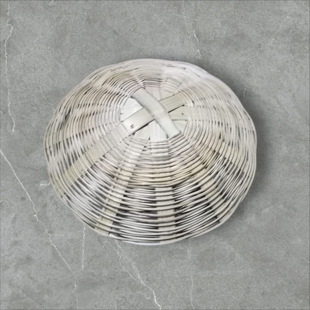 Eco-Friendly Handwoven Round Bamboo Basket Coaster | Natural Table Decor view 2