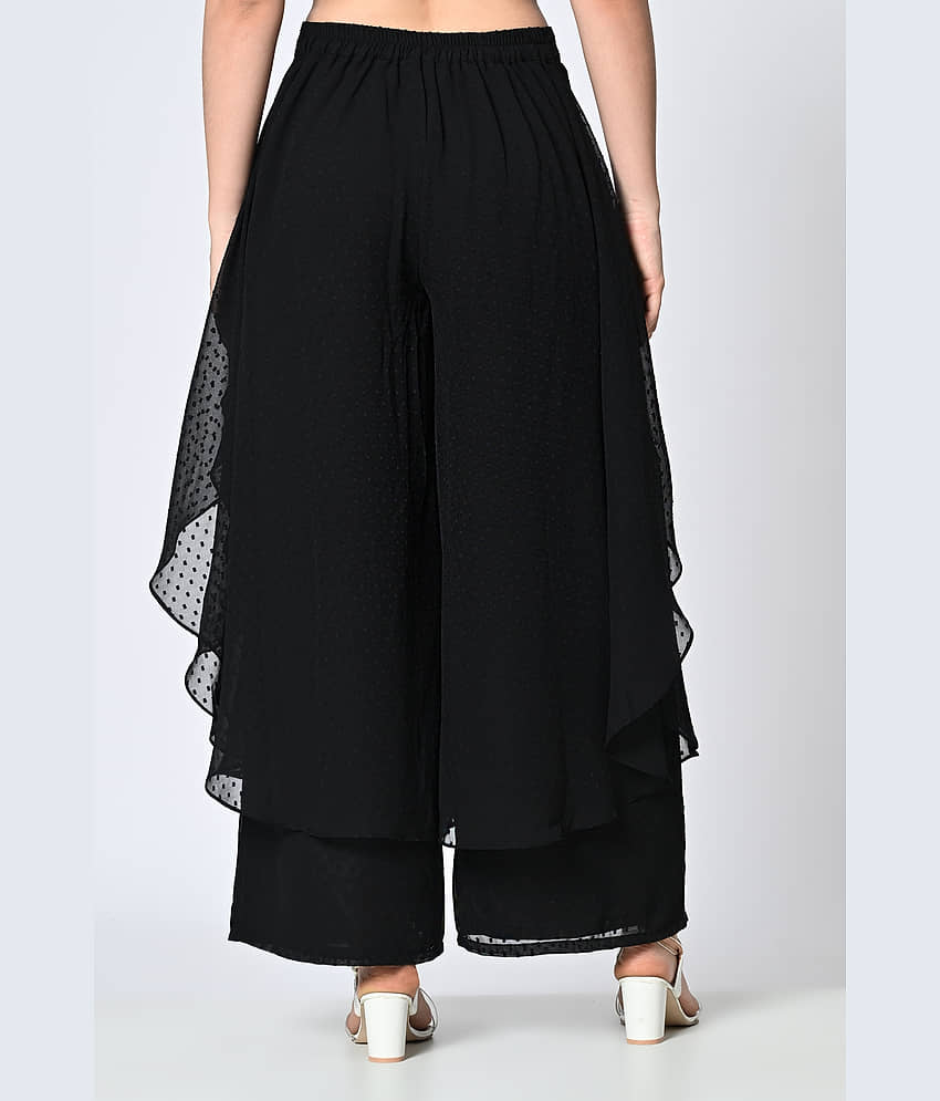 ALL WAYS YOU Women Georgette Self Design Palazzos ( Black ) view 2