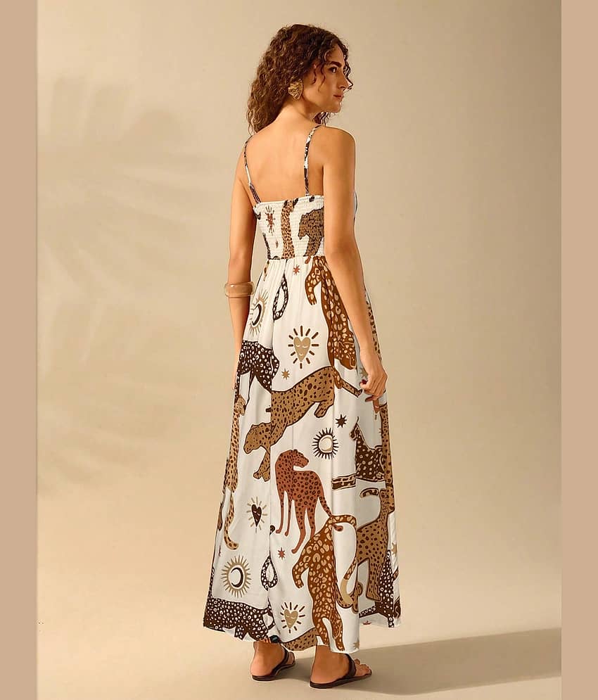 Sheetal associates Women Polyester Printed Fit & Flare Dress ( White ) view 2