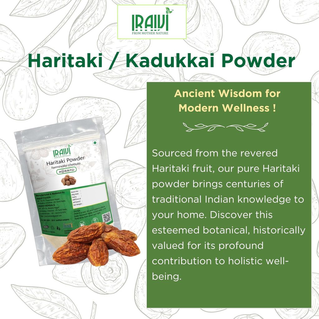 IRAIVI Premium Haritaki Powder 200g | Kadukkai | Harad | 100% Pure & Natural Superfood for Digestive Health, Detox & Gut Wellness | Daily Immunity & Cleansing Support view 2