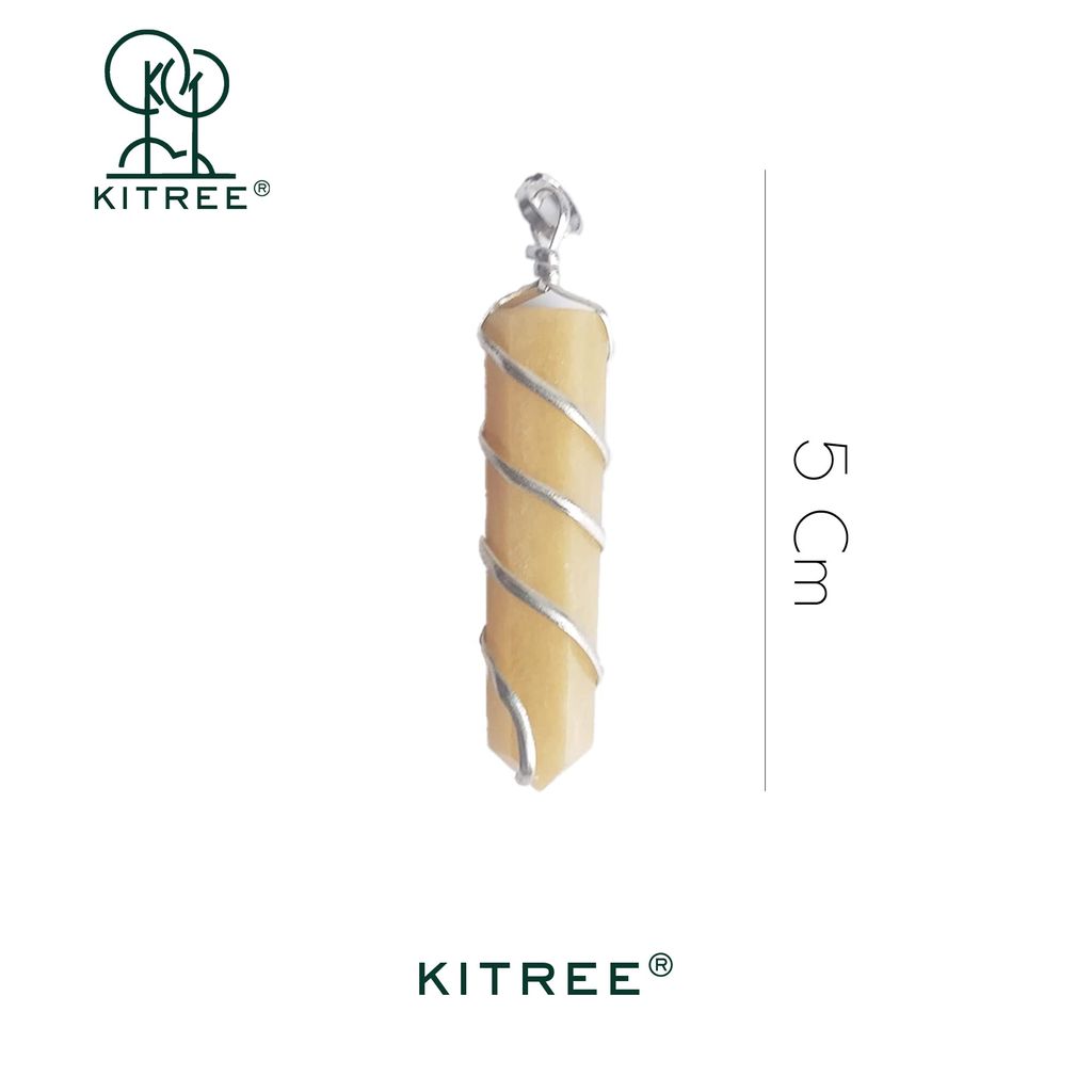 KITREE NATURAL YELLOW AGATE CRYSTAL PENCIL PENDENT WITH CHAIN FOR UNISEX 5 CM APPROX. (COLOR YELLOW) view 2