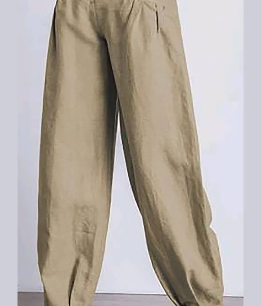OuterWear Pack of 1 Cotton Blend Regular Women's Casual Pants ( Beige ) view 2