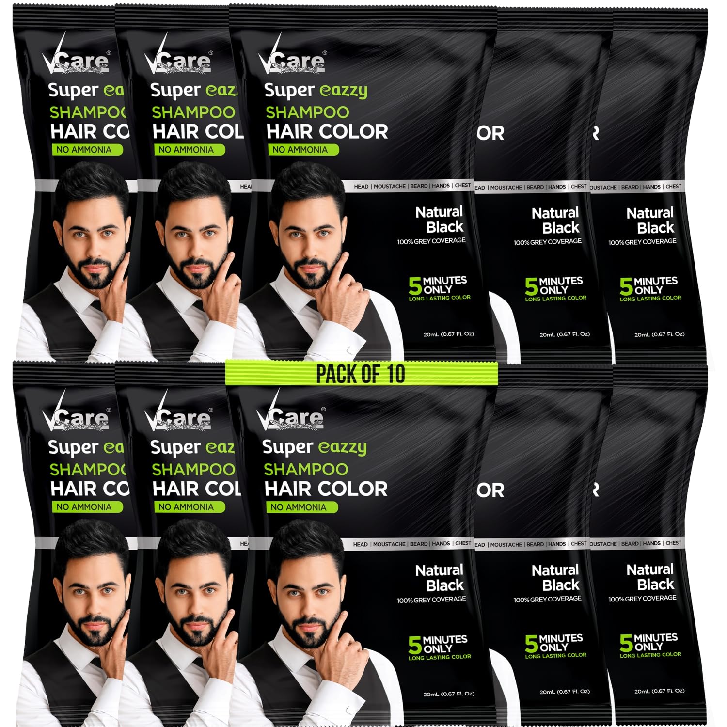 VCare Super Eazzy Hair Colour Shampoo for Women and Men 20ml view 2