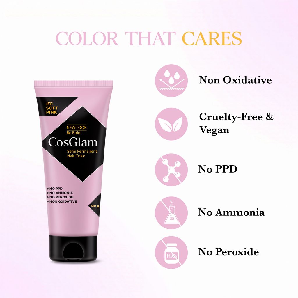 COSGLAM Semi Permanent Hair Color Soft Pink 120g and Hair Color Remover 70ml, Switching Shades Made Easy view 2