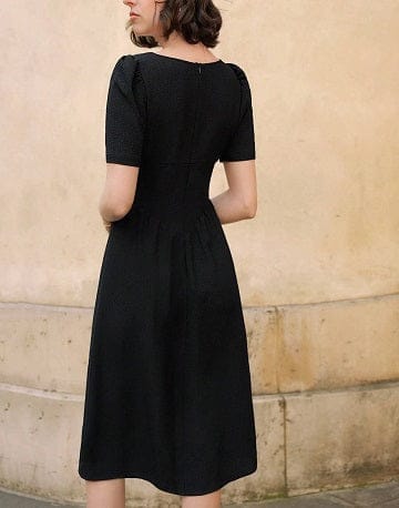 Timeless Noir V-neck Front Buttoned Chic Dress view 2