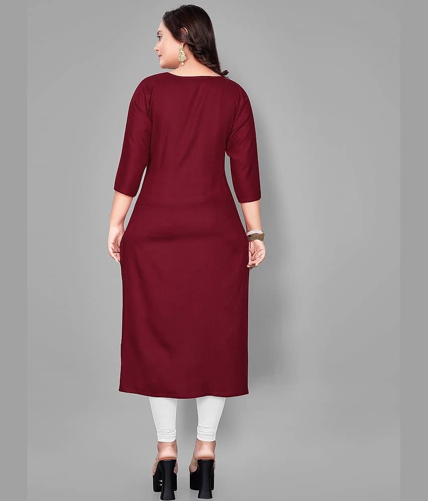 RIAANA Women Cotton Embroidered Straight Kurti ( Black ) view 2