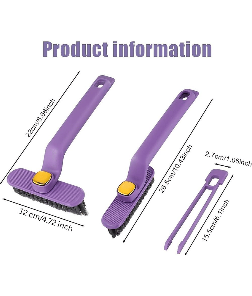 Multi-Function Bathroom Cleaning Brush, Tiles Cleaning Brush, Hard Bristle Rotating Crevice Gap Cleaning Brushes for Bathroom, Floor Cleaner Brush (Multi Colour) view 2