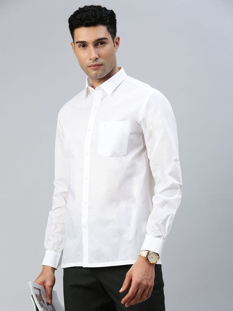 Mens 100% Cotton White Full Sleeves Shirt Justice White view 2