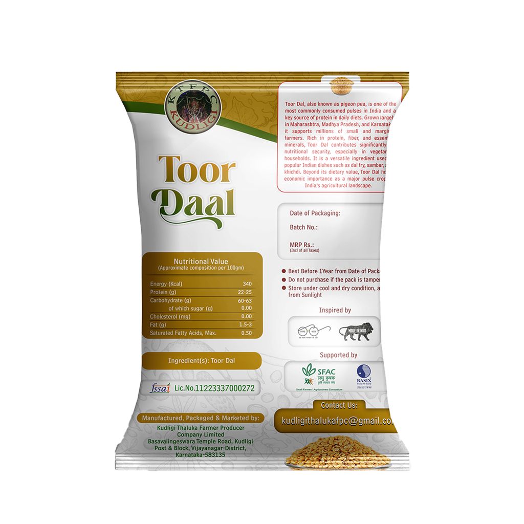 Kudlig Premium Toor Daal | Pure & Fresh Arhar Dal 5kg Pouch view 2