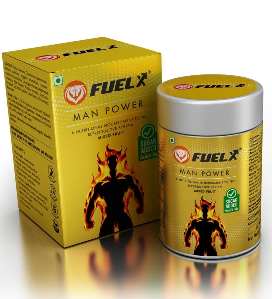Fuel X Herbal Supplement - Premium 14 Herb Blend for Sexual Health Support, Essential Vitamins & Minerals for Men’s Wellness - With Added Sugar Powder 100Gm