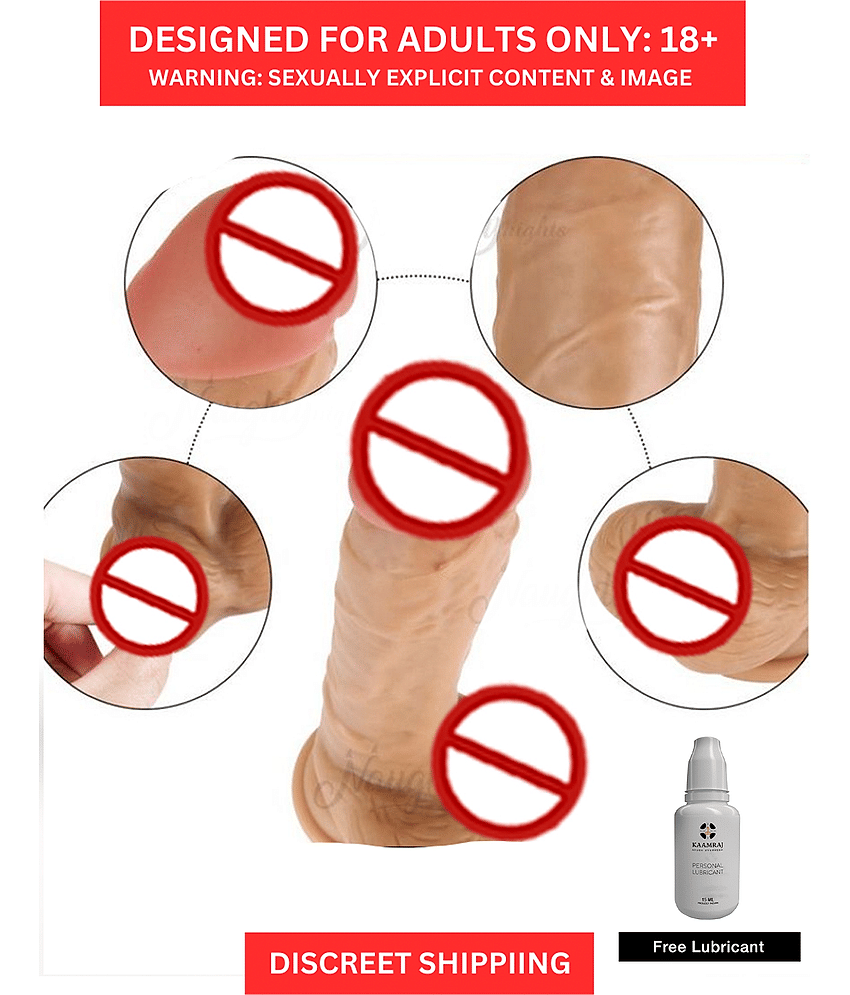 7 Inch Realistic Pink Head Soft Sexual Dildo Sex Toy For Women + Free Kaamraj Lubricant By Naughty Nights view 2