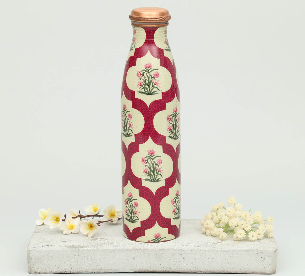 India Circus Poppy Flower Scarlet Copper Bottle view 2