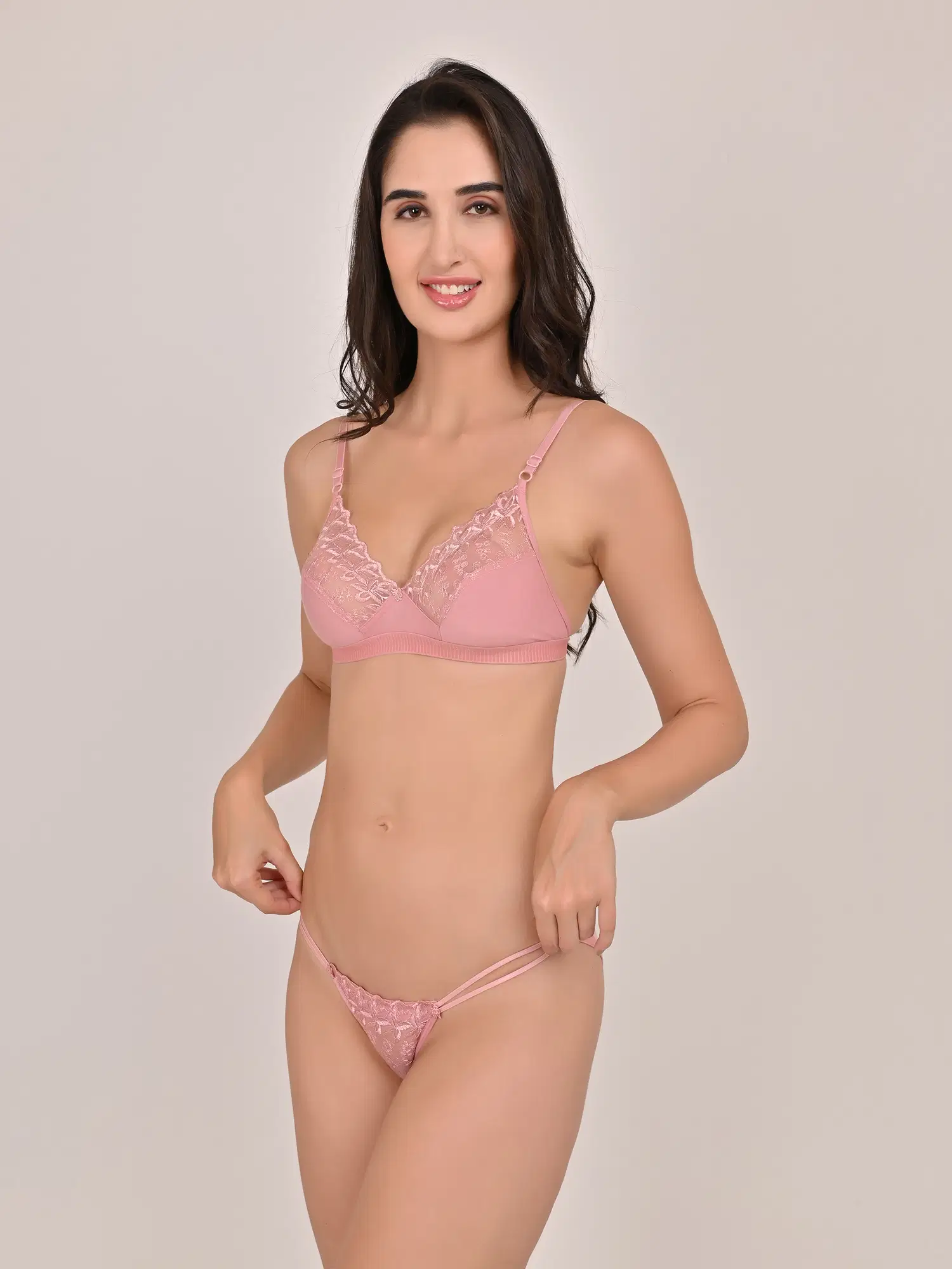 SLINGKINI Pack of 1 Net/Mesh Bra & Panty Set For Women ( Pink ) view 2