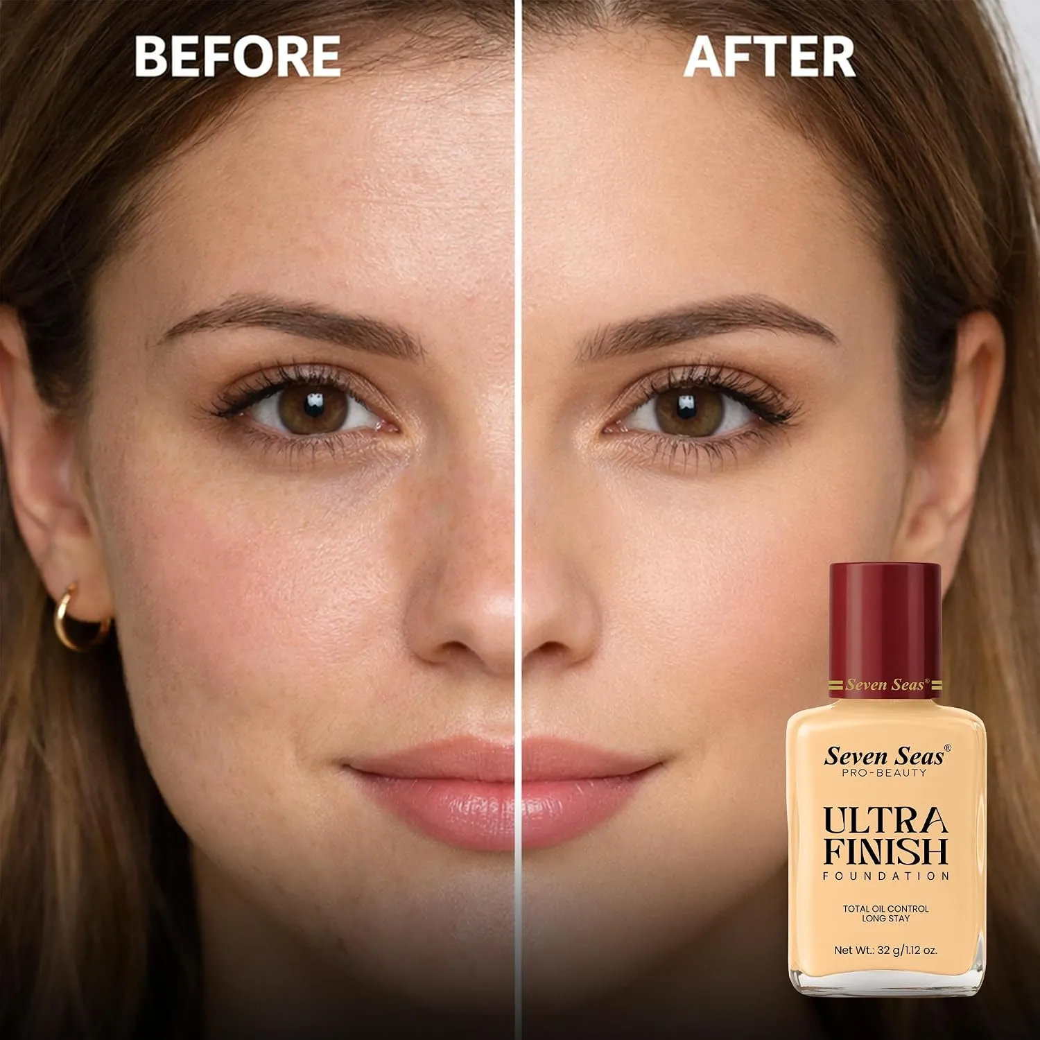 Seven Seas Total Oil Control Long Stay Ultra Finish Foundation (SKin, 27ML) view 2