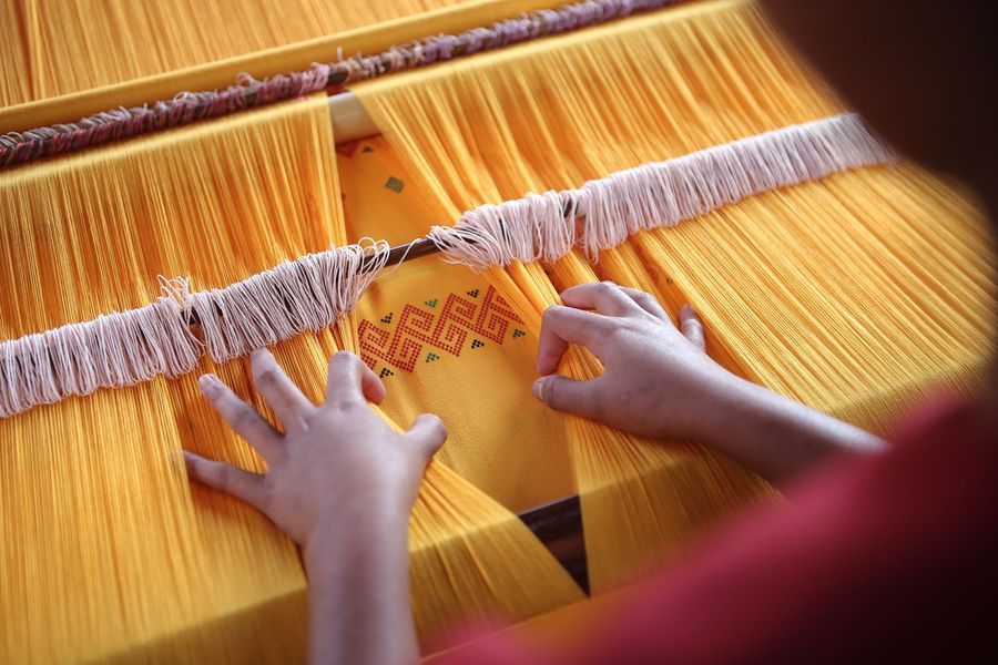 Hand-Woven Traditional Unstitched Fabric view 2
