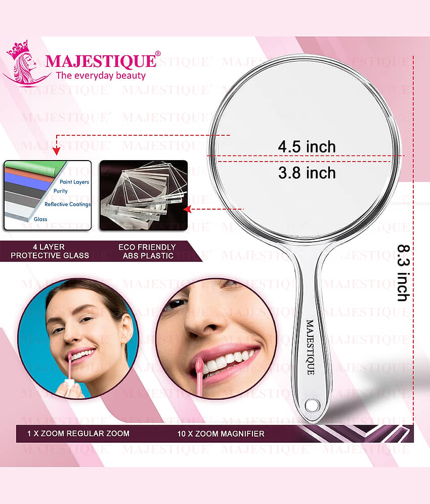 Majestique Dual Side Large Mirror 1X/10X Magnifying Mirror Perfect for Makeup - 1 Pcs Multicolor view 2