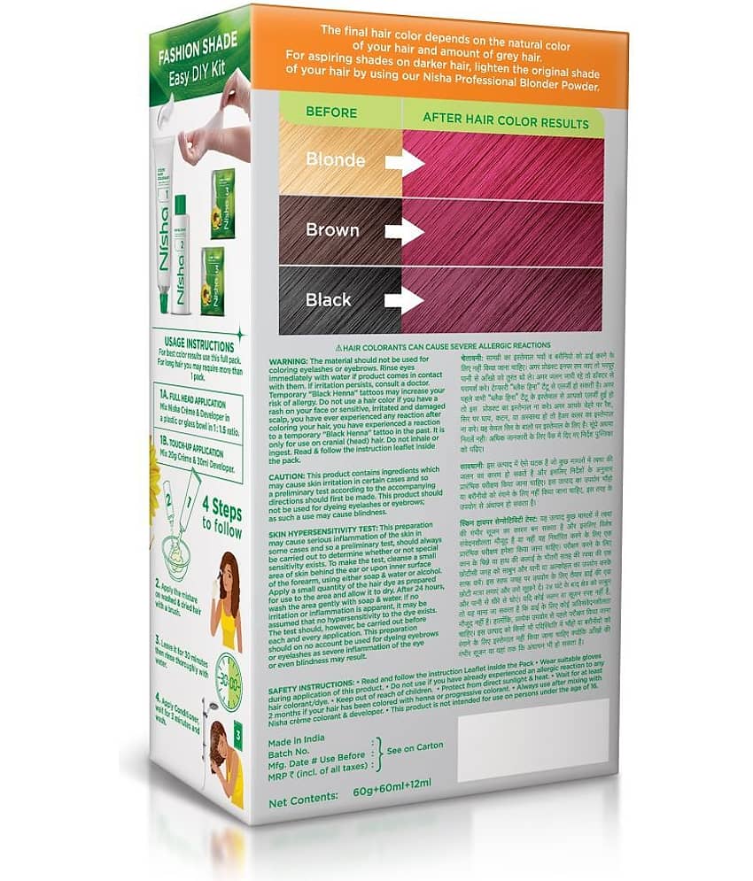 Nisha Creme Hair Color Cherry Red 120g, Permanent Hair Colour with Natural Henna Extracts, 100% Grey Coverage view 2