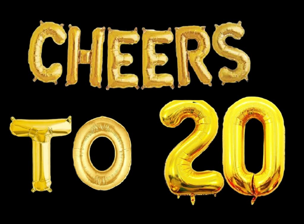 Partyzon Gold Cheers to Birthday Foil Balloon Combo Party Decoration for Anniversary Celebration 16 Inches view 2