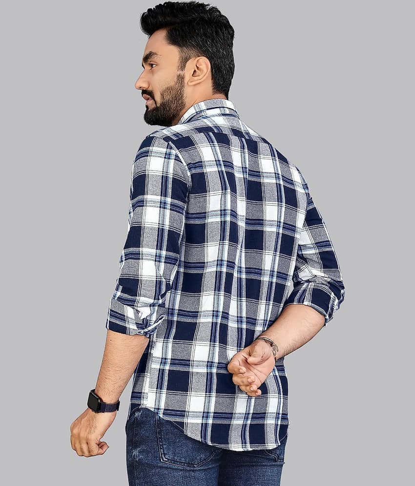 ADWYN PETER 100% Cotton Regular Fit Checks Full Sleeves Men's Casual Shirt - Blue ( Pack of 1 ) view 2