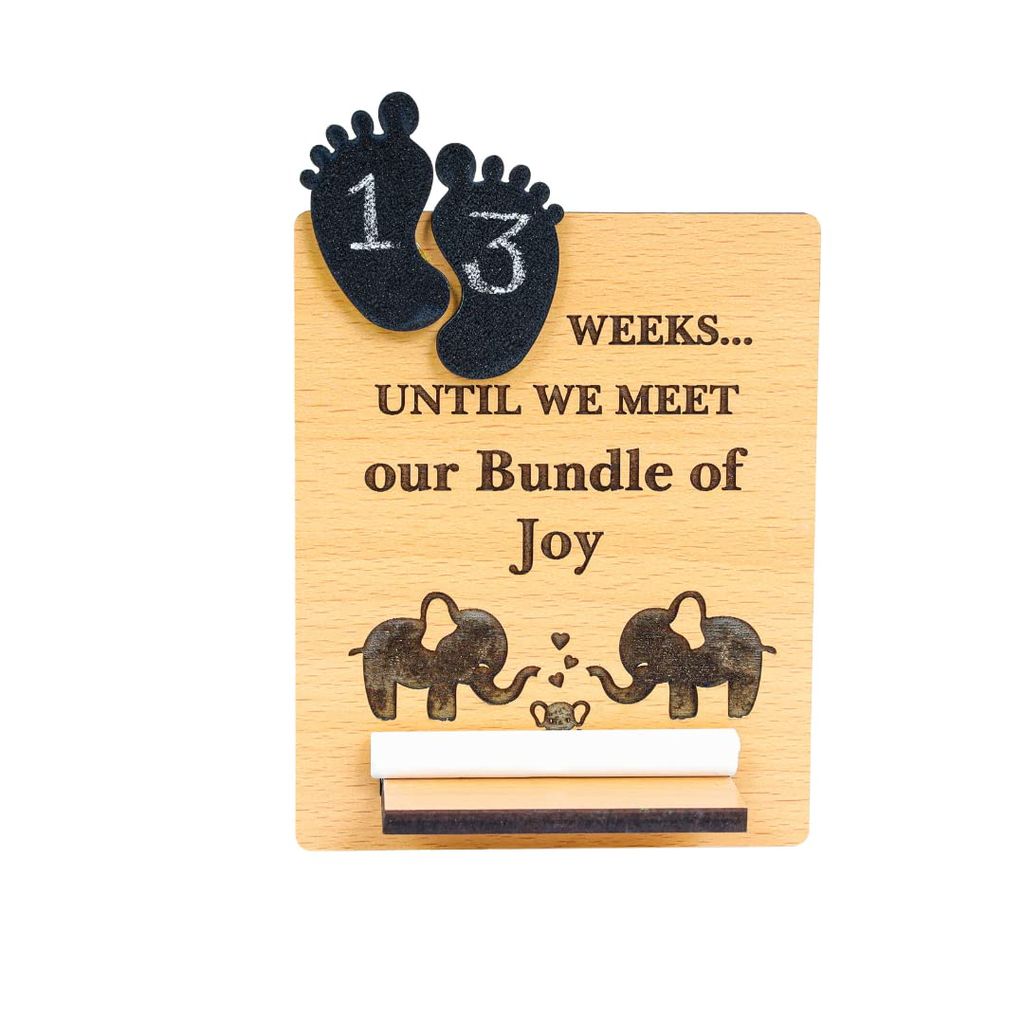 The Baby First Box Personalised Baby Countdown Plaque, Engraved Chalk Plaque, Pregnancy Countdown Sign, Baby Shower Gift, Pregnancy Gift, Due Date Countdown,Multicolor view 2