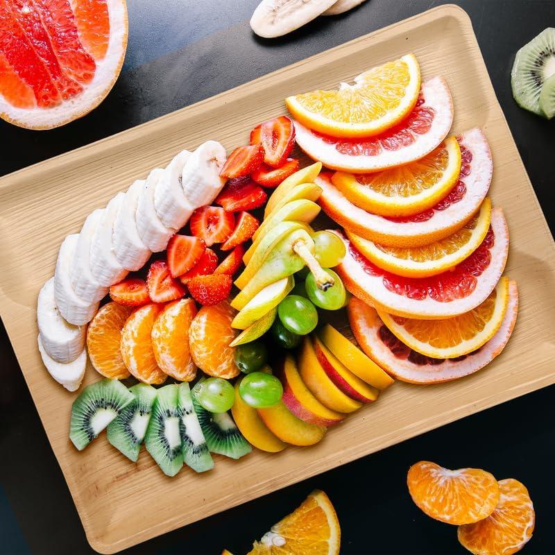 AGRILEAF Areca Palm Leaf Disposable Serving Tray - 10x14 inches, 10 Pack - Eco Friendly, Natural Like Wooden Platter for Serving Food, Fruits, Salads, Snacks view 2