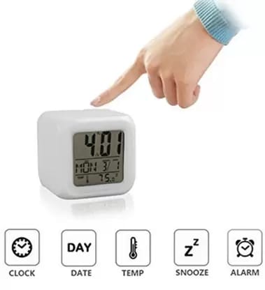 Flying monk Digital White Clock view 2