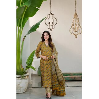 Elara Yellow Rayon Dupatta Kotachex Kurta Set For Women view 2